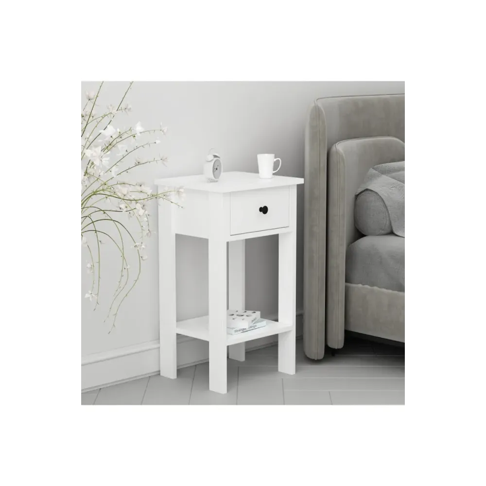 Stewehome Κομοδίνο με ένα συρτάρι και χρυσή λαβή 40x35x70 cm