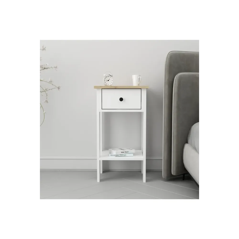 Stewehome Κομοδίνο με ένα συρτάρι και χρυσή λαβή 40x35x70 cm