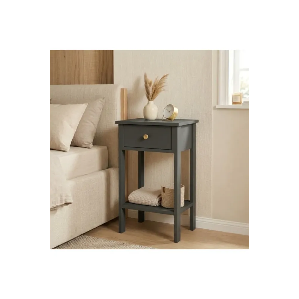 Stewehome Κομοδίνο με ένα συρτάρι και χρυσή λαβή 40x35x70 cm