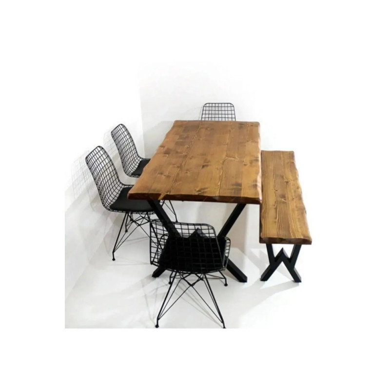 Stewehome Μασίφ τραπέζι φαγητού ρετρό στυλ Καφέ 80x130 cm