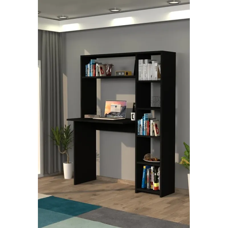Stewehome Γραφείο εργασίας με ράφι για βιβλία μοντέρνου στιλ 114x40x140 cm