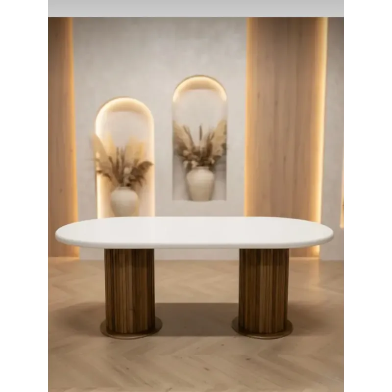 Stewehome Μονό τραπέζι MDF Bohem από MDF-Καρυδιά / Λευκό 90x170 cm