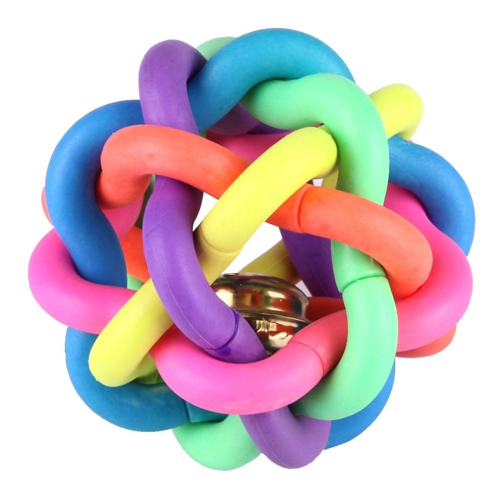 Fun Colorful Weave Style Bell Ball Pet Toy, Size: L (9*9*9cm)