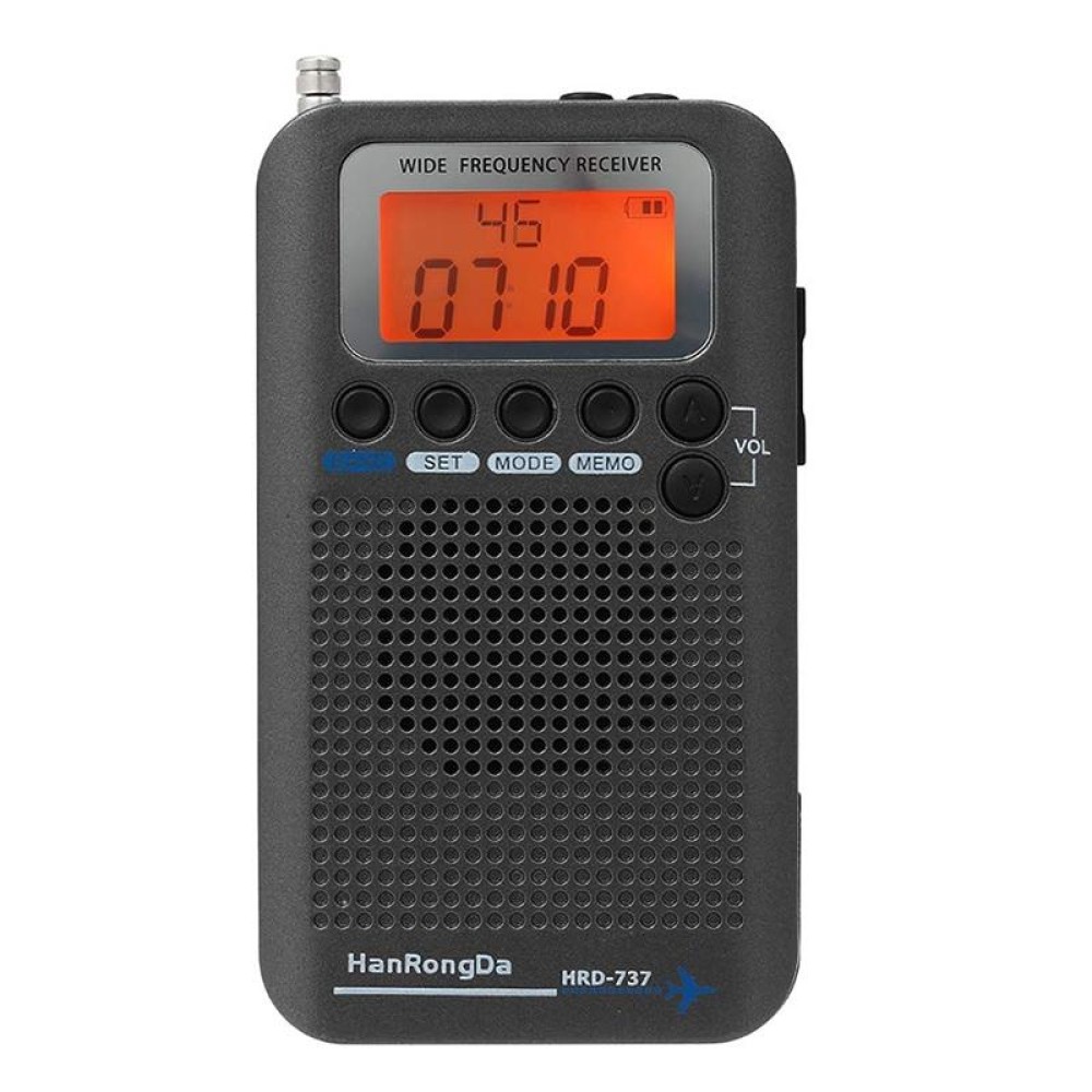 HRD-737 Portable Aircraft Band Radio Wide Frequency Receiver (Black)
