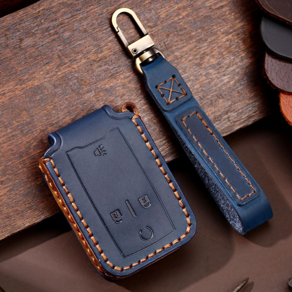 For Chevrolet GMC / Colorad 4-button C159 Car Key Leather Protective Case(Blue)