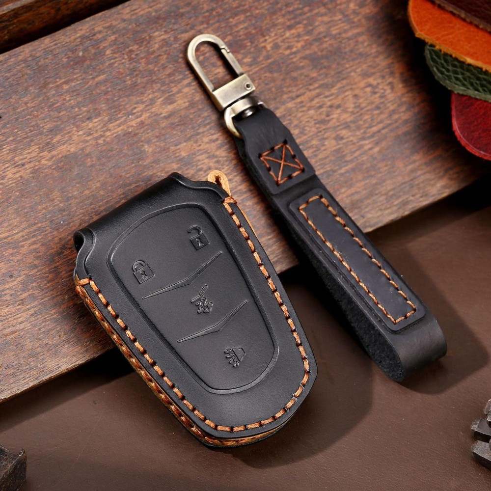 For Cadillac / CT5 / CT6 / XT6 4-button C086 Car Key Leather Protective Case (Black)