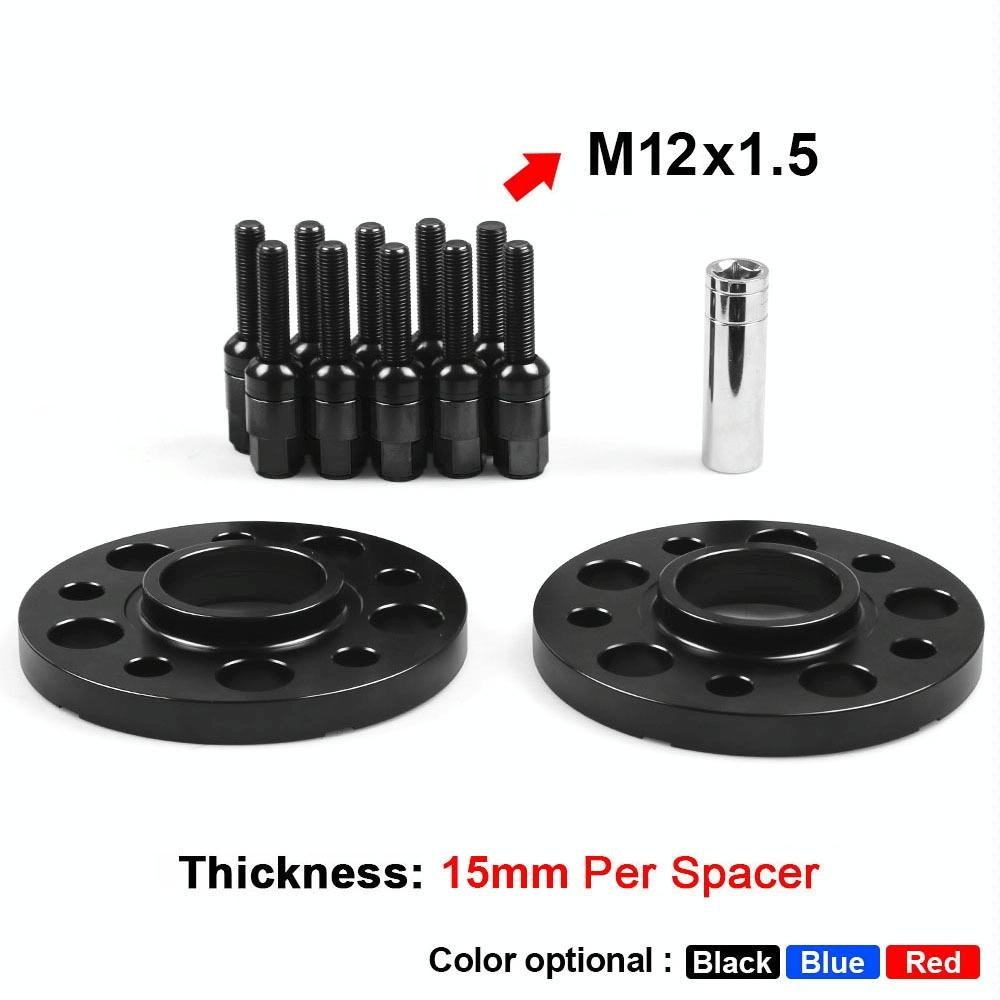 For Mercedes-Benz 15mm Car Modified Wheel Hub Flange Center Wheel Spacer with M12x1.5 Screws (Black)