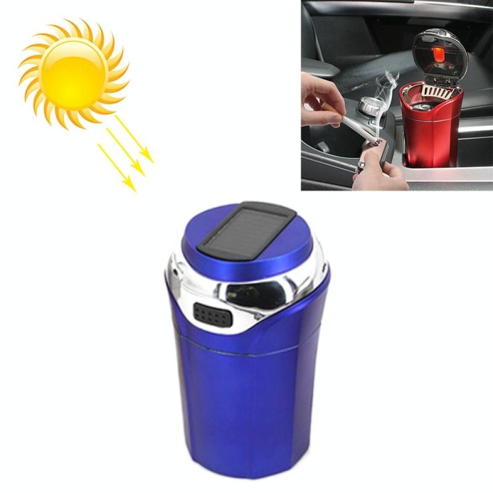 N12E Car Creative Ashtray Solar Power With Light And Cover With Cigarette Liighter (Blue)