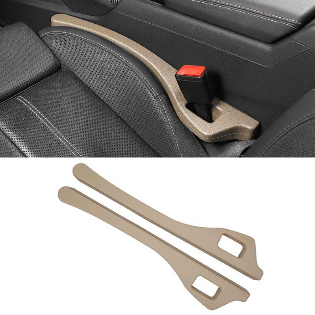 1 Pair Car Seat Gap Bar Car Interior Armrest Box Gap Leak-proof Filler (Beige)