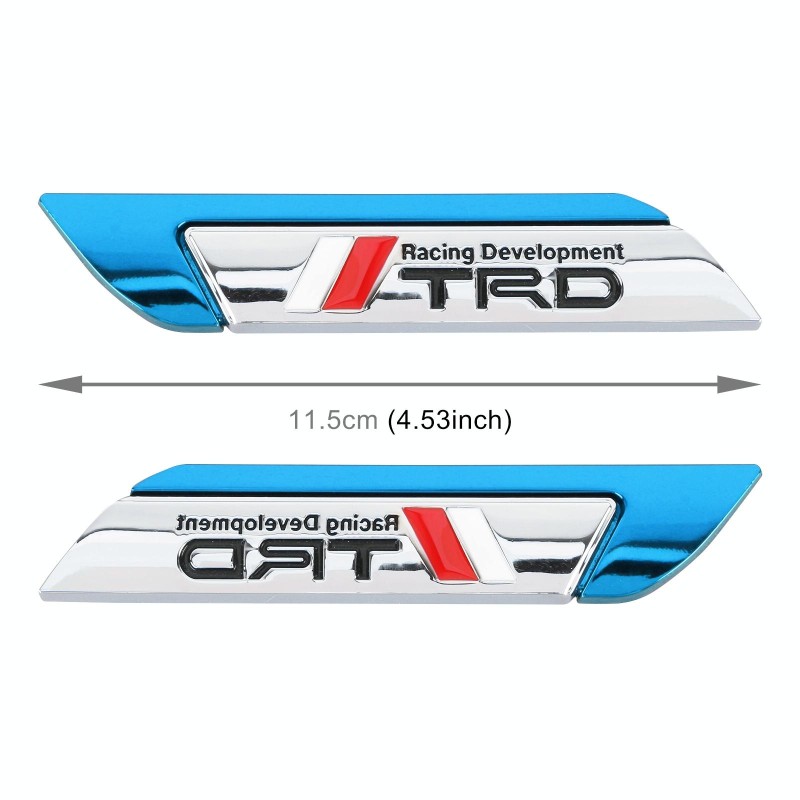 1 Pair Car Racing Development TRD Personalized Aluminum Alloy Decorative Stickers, Size: 11.5 x 2.5 x 0.5cm (Blue)