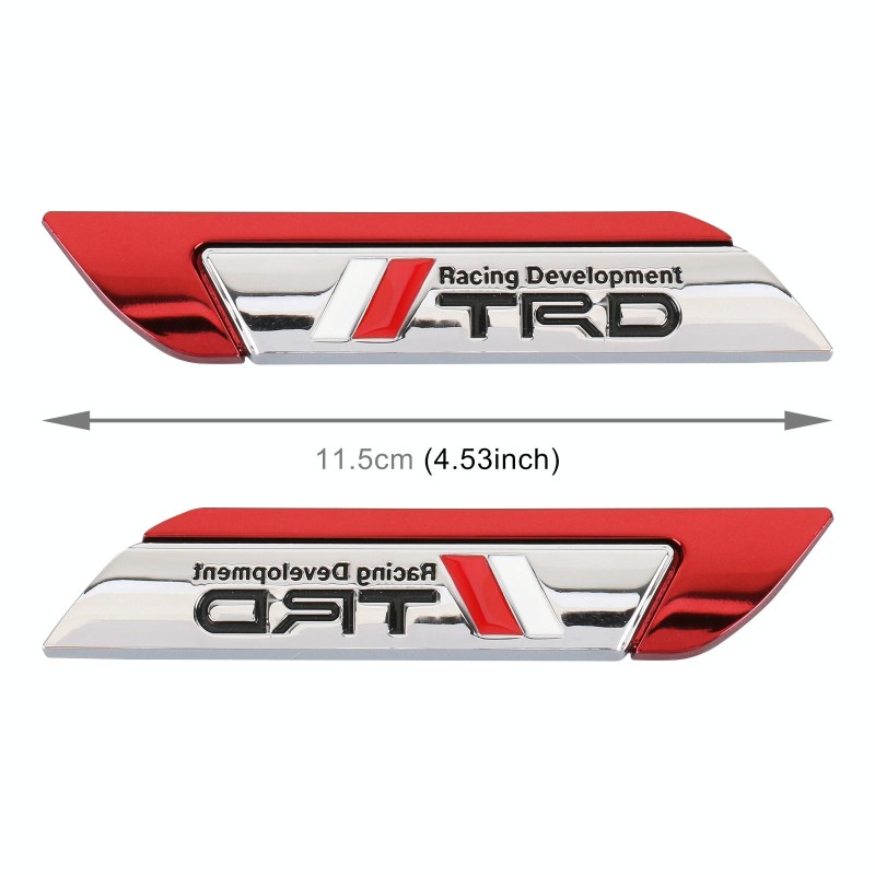 1 Pair Car Racing Development TRD Personalized Aluminum Alloy Decorative Stickers, Size: 11.5 x 2.5 x 0.5cm (Red)