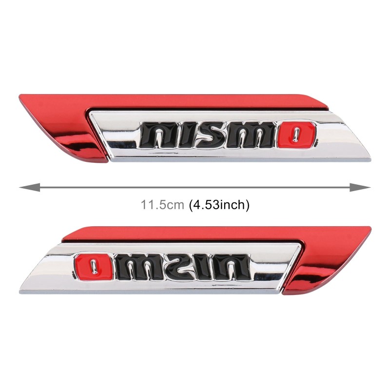 1 Pair Car Letters NISMO Personalized Aluminum Alloy Decorative Stickers, Size: 11.5 x 2.5 x 0.5cm (Red)
