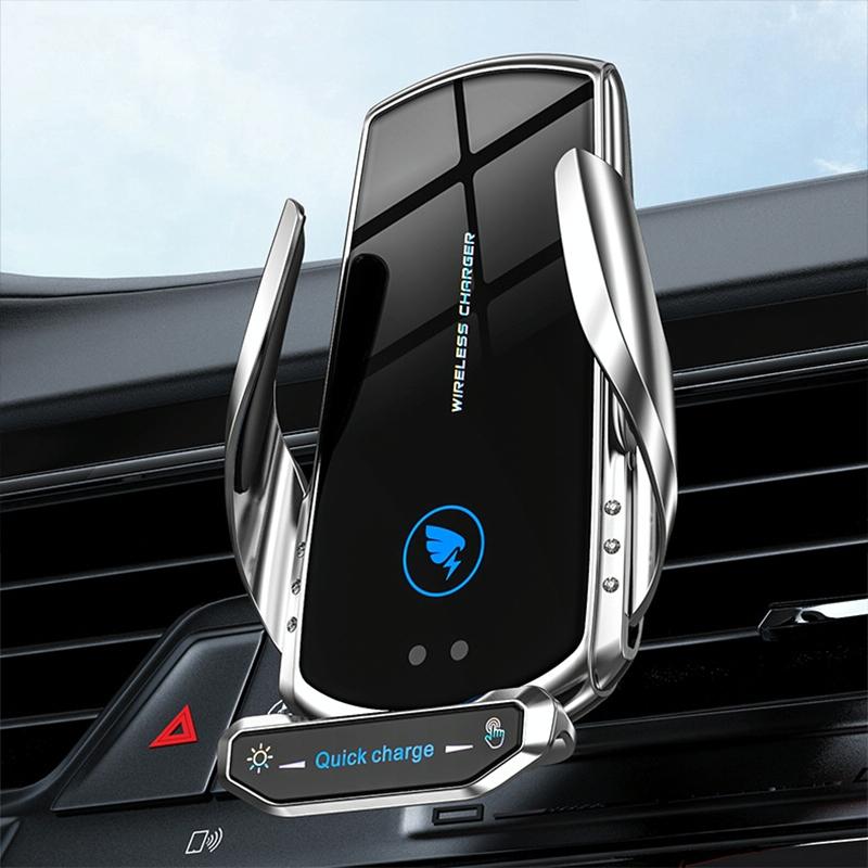 A18 15W Smart Car Air Outlet Magnetic Wireless Charging Phone Navigation Holder (Silver)