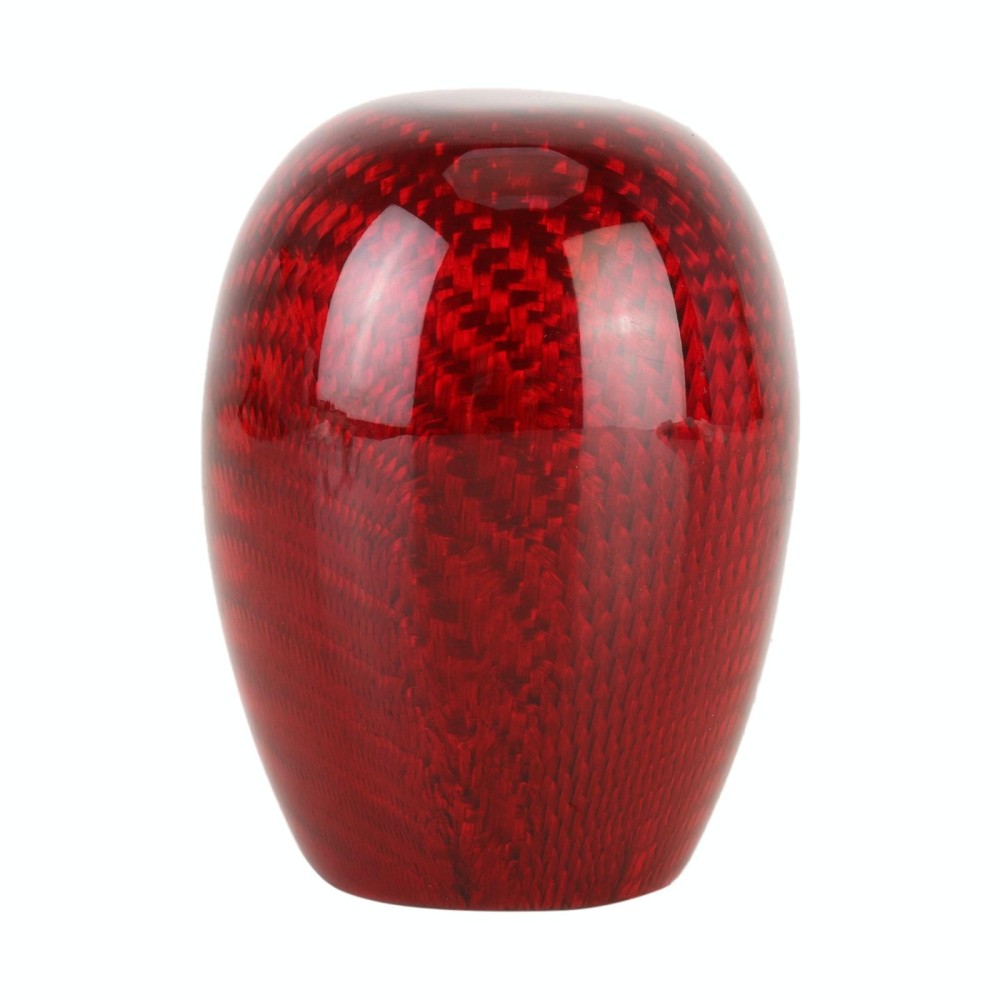 Car Carbon Fiber Pattern Gear Shift Knob Short Style Duck Egg Type Automatic Gear Head (Red)