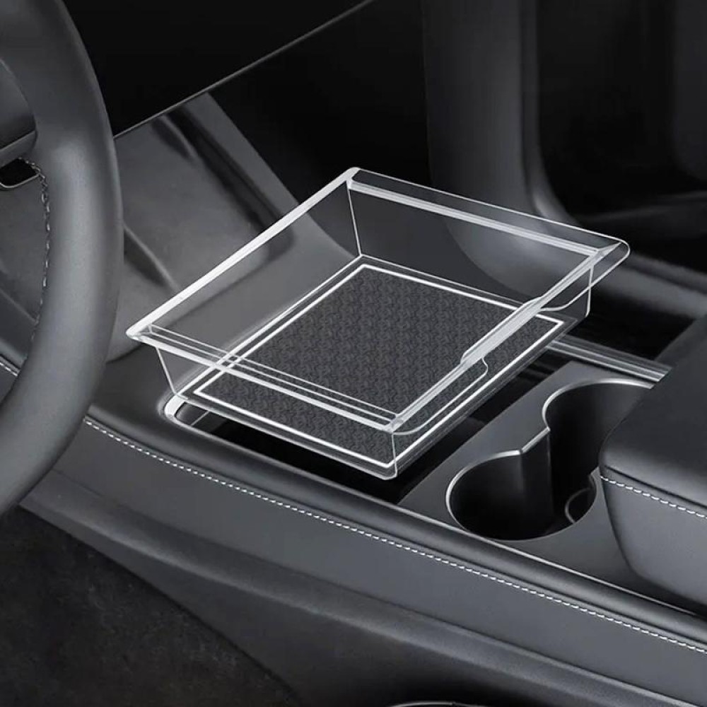 For Tesla Model Y / 3 Car Central Control Front PVC Transparent Storage Box