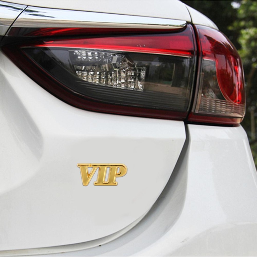 Car One-Piece VIP Metal Personalized Decorative Stickers, Size: 5.5x2.5x0.5cm (Gold)