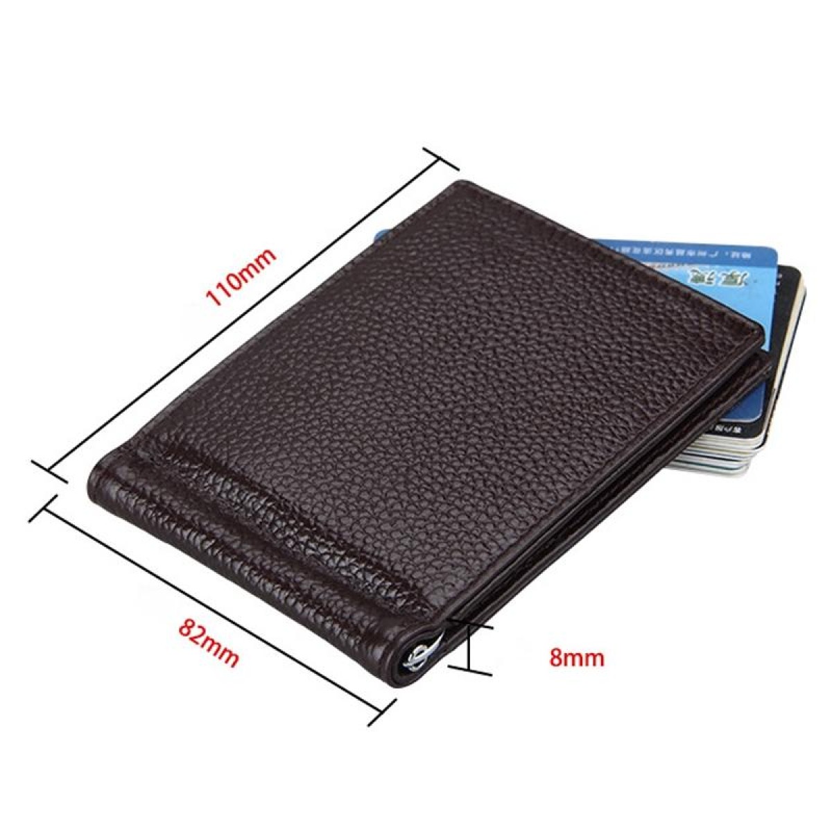 Cowhide Leather Litchi Texture Card Holder Wallet RFID Blocking Coin Purse Card Bag Protect Case with 6 Card Slots, Size: 110*82*8mm(Coffee)