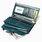 3527 Vintage Oil Wax Texture Large Capacity Long Multi-function Anti-magnetic RFID Wallet Clutch for Ladies (Brown)