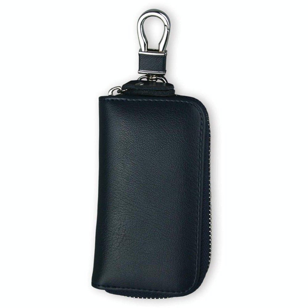 9092 Business Style Multifunctional Genuine Leather Zipper Car Key Bag(Dark Blue)