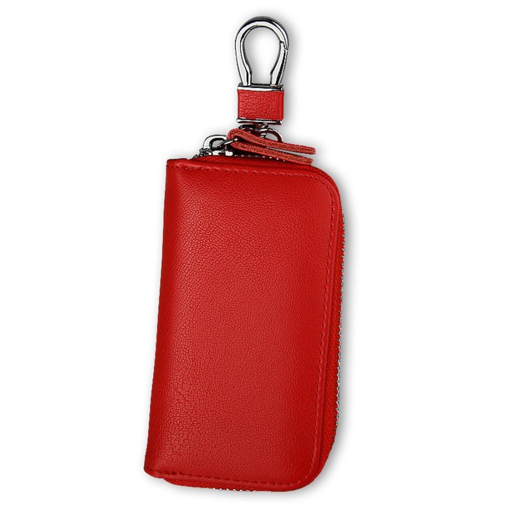 9092 Business Style Multifunctional Genuine Leather Zipper Car Key Bag(Red)