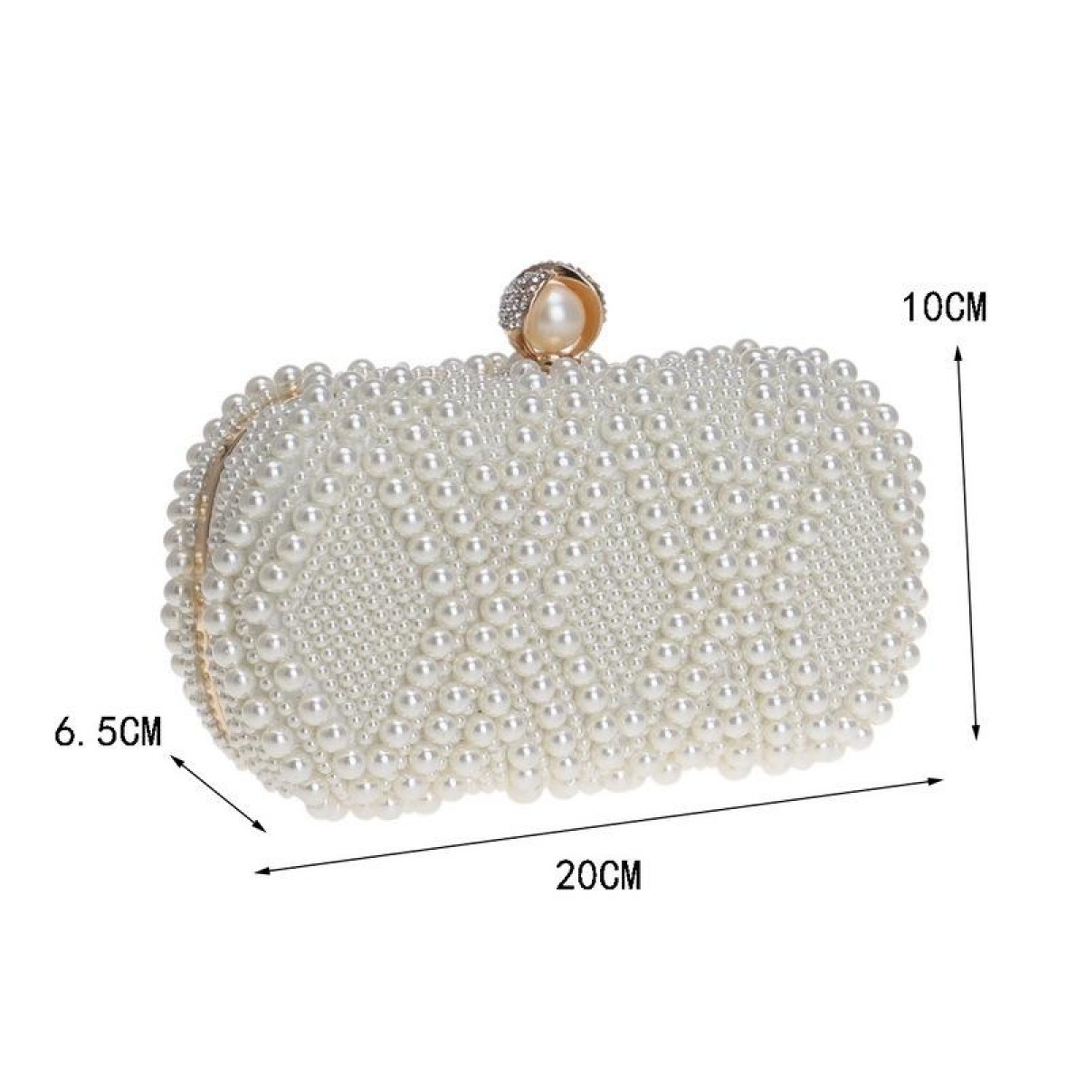 Women Fashion Banquet Party Pearl Handbag Single Shoulder Crossbody Bag (White)