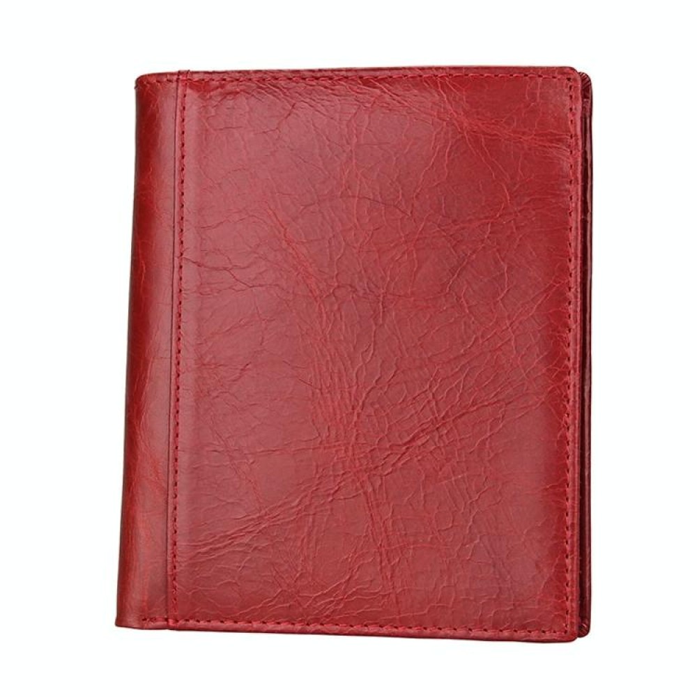 8235 Antimagnetic RFID Multi-function Crazy Horse Texture Leather Wallet Passport Bag(Red)