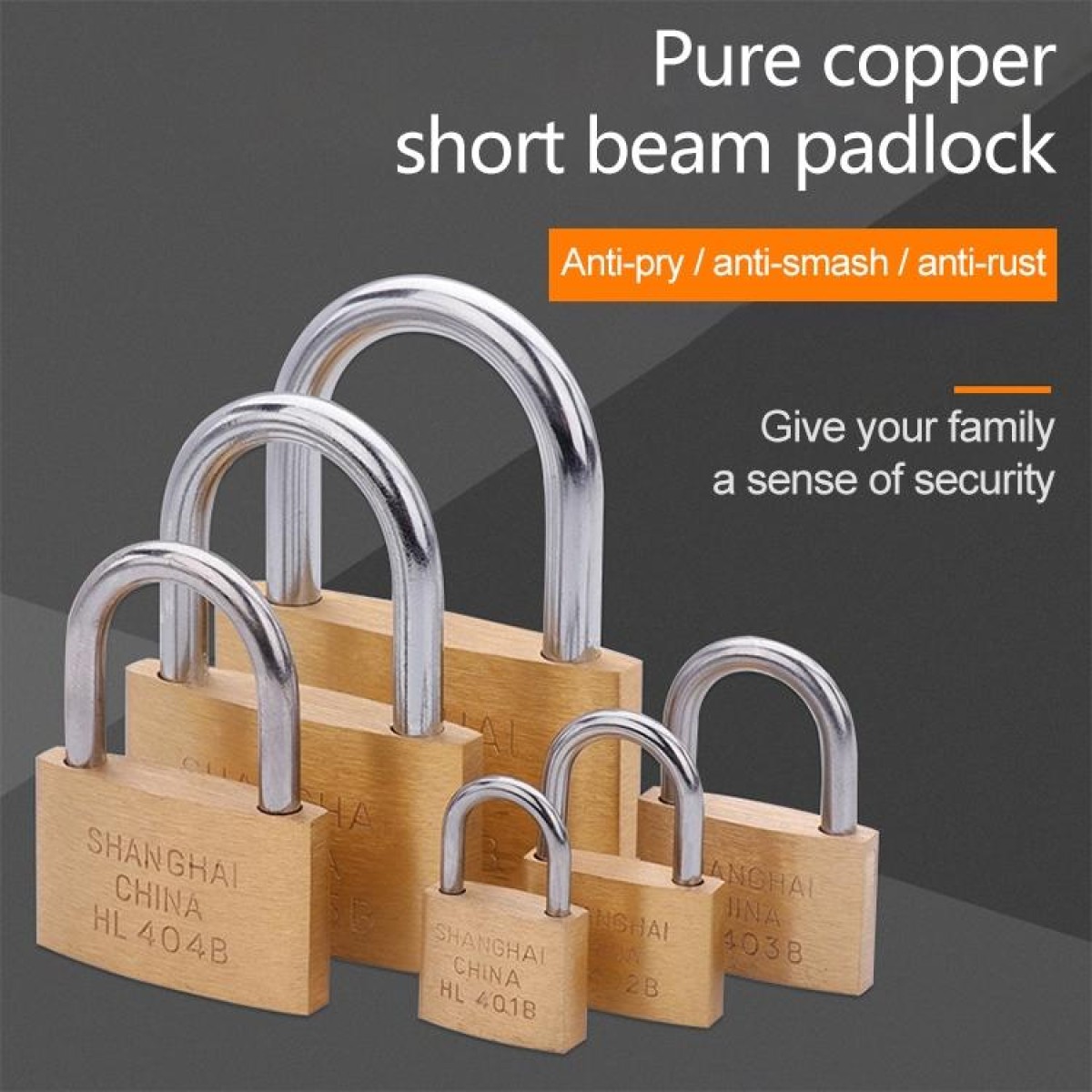 Copper Padlock Small Lock, Style: Short Lock Beam, 50mm Not Open
