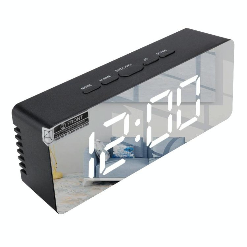 TS-S69-HW Multifunctional LED Alarm Clock Battery / Plug-in Charging Dual-purpose Make-up Mirror Clock(Grey White)