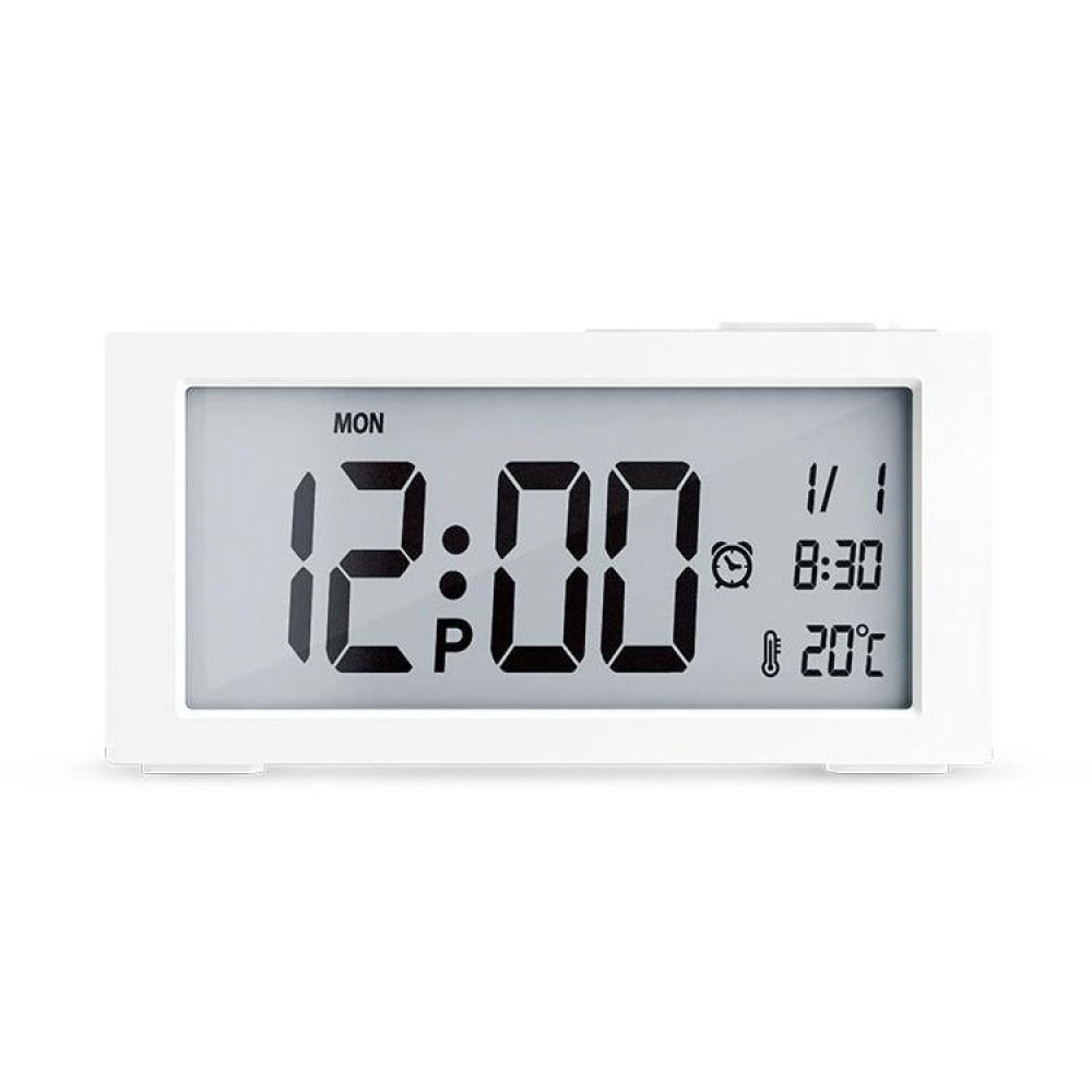 Automatic Night Light Electronic Clock Large Screen Adjustable Backlight Alarm Clock (White)