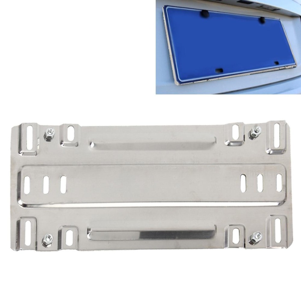 Stainless Steel License Plate Bracket Vehicle License Plate Bracket Bottom Plate Automobile License Plate Conversion Frame(Silver)
