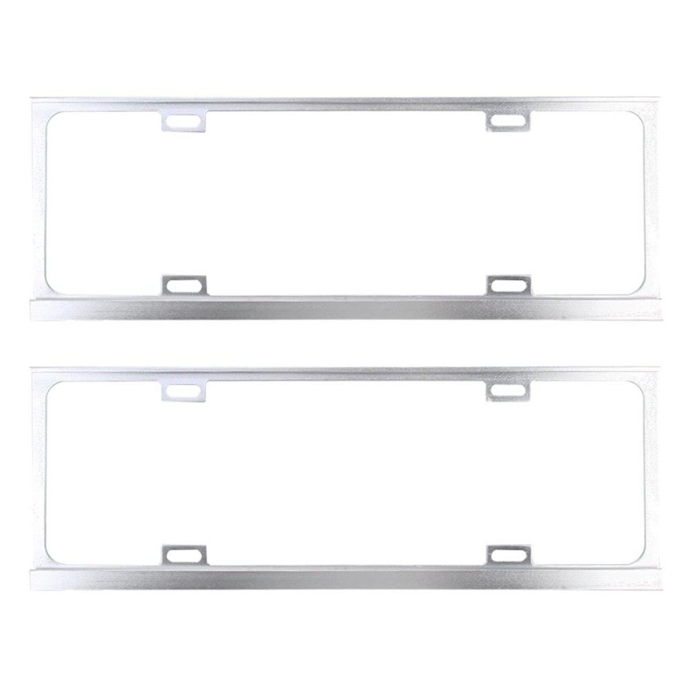 2 PCS Car License Plate Frames Car Styling License Plate Frame Magnesium Alloy Universal License Plate Holder Car Accessories(Silver)