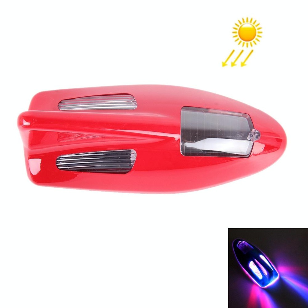 Solar Colorful Light Anti Collision Shark Fin Car Taillight LED Flash Warning Light Caution Light(Red)