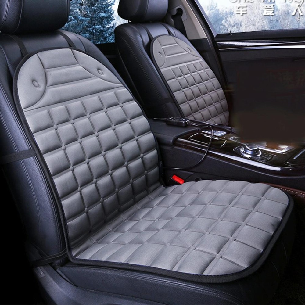 12V Heated Two-seater Car Seat Cushion Cover Seat Heater Warmer Winter Car Cushion Car Driver Heated Seat Cushion(Grey)