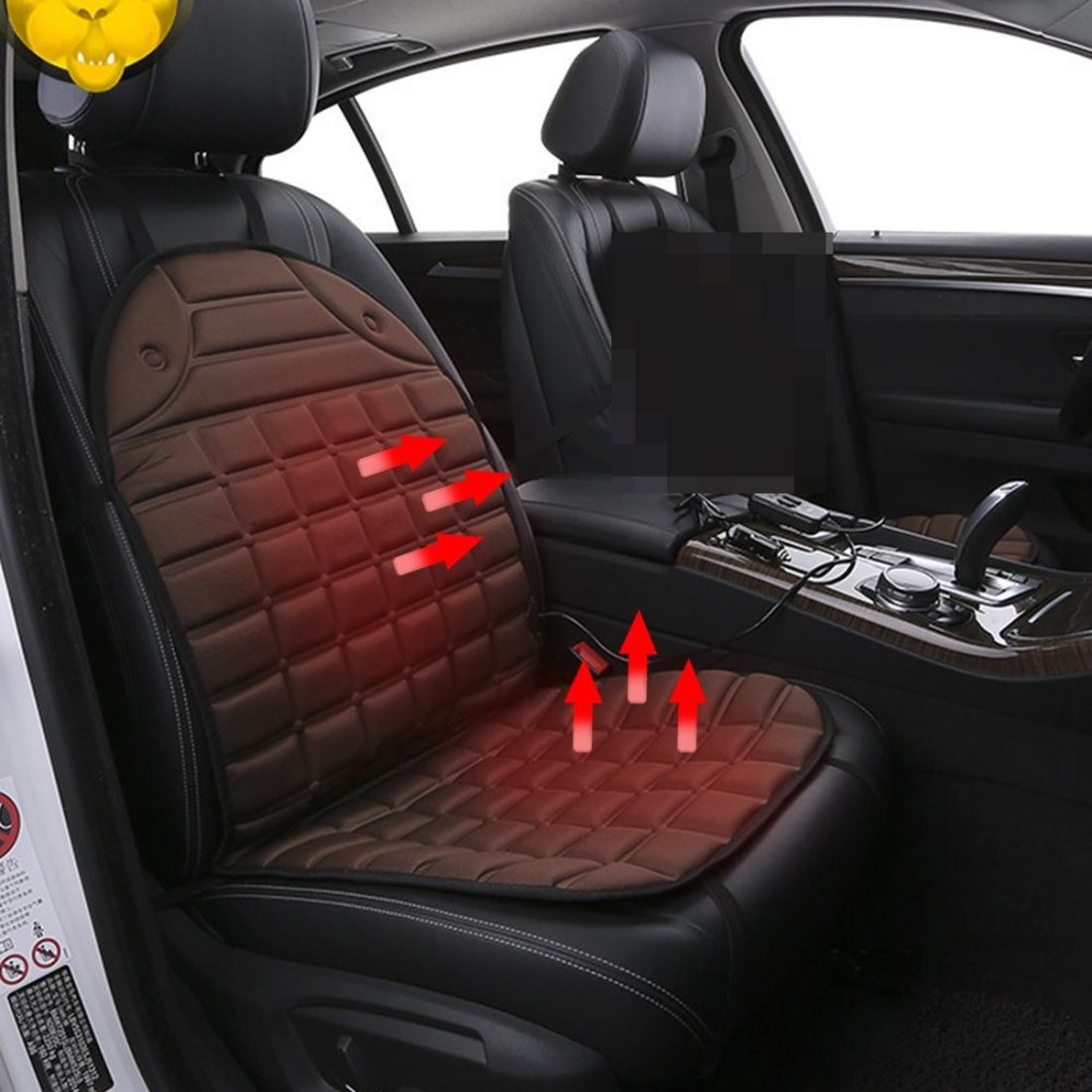 12V Heated Car Seat Cushion Cover Seat Heater Warmer Winter Car Cushion Car Driver Heated Seat Cushion(Brown)