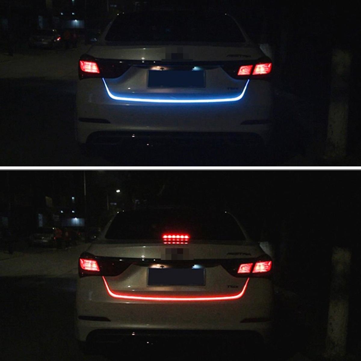 1.5m Car Auto Waterproof Universal Four Color Rear Flowing Light Tail Box Lights with Tail Light Controller, Ice Blue Light Driving Light, White Light Reversing Light, Red Light Brake Light, Yellow Light Turn Signal Light, LED Lamp Strip Tail Decoration