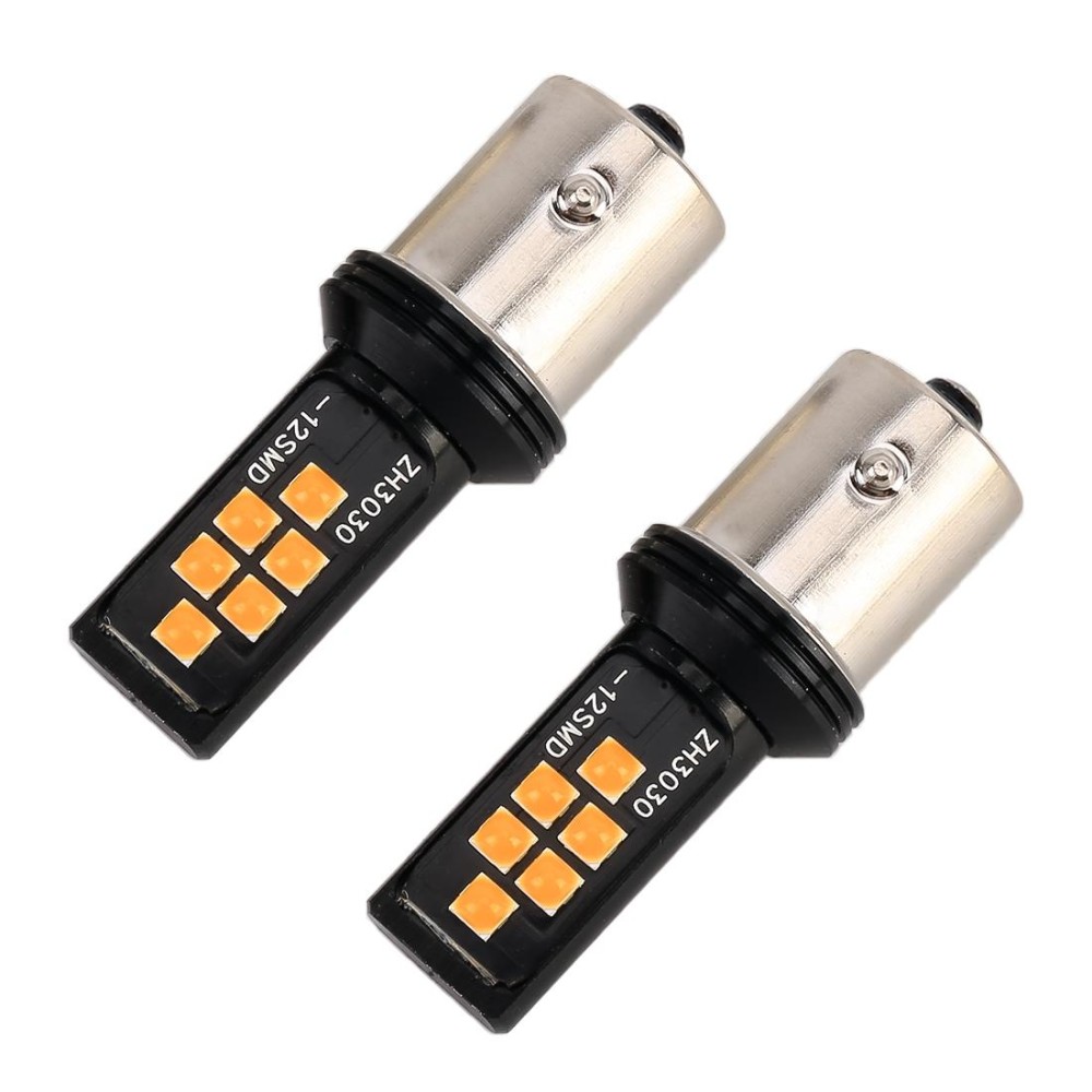 2 PCS 1156 DC9-16V / 3.5W Car Auto Turn Lights 12LEDs SMD-ZH3030 Lamps, with Constant Current(Yellow Light)