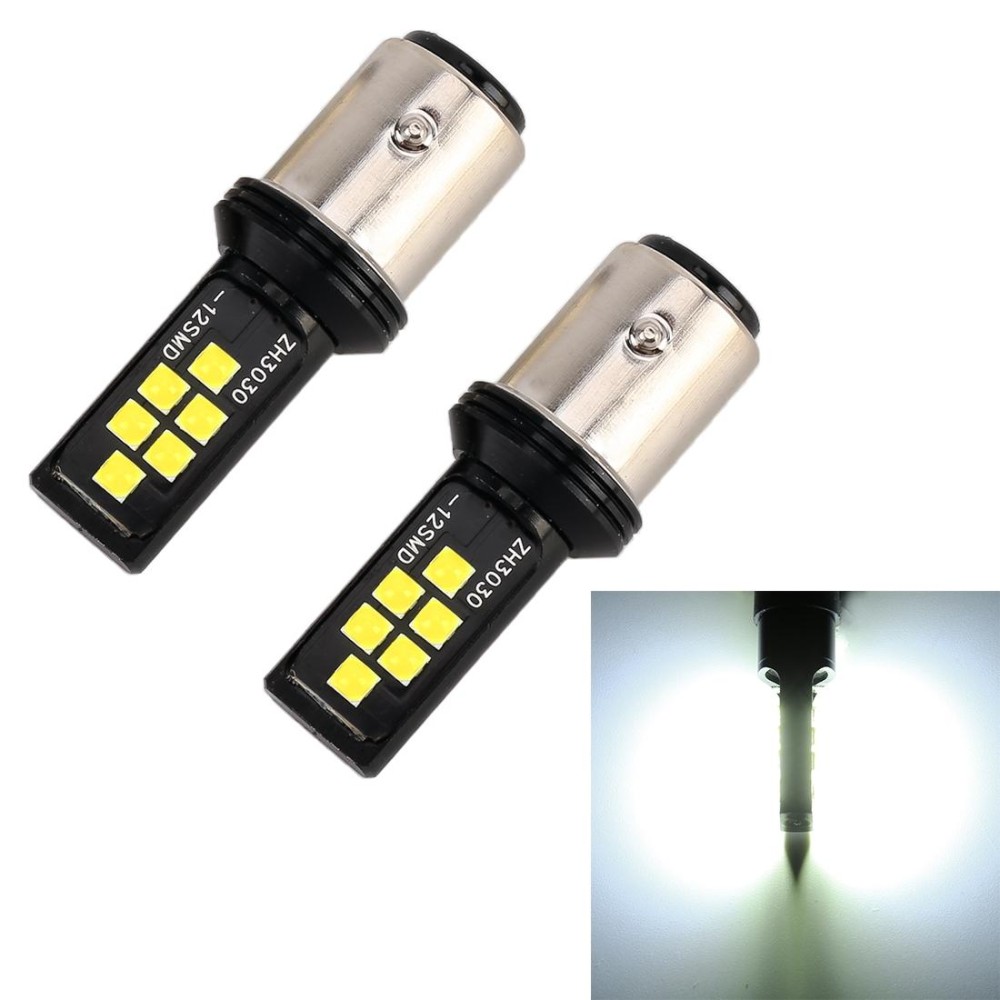 2 PCS 1157 DC9-16V / 3.5W Car Auto Brake Lights 12LEDs SMD-ZH3030 Lamps, with Constant Current(White Light)