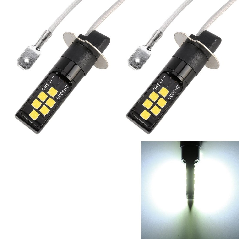 2 PCS H3 DC9-16V / 3.5W / 6000K / 320LM Car Auto Fog Light 12LEDs SMD-ZH3030 Lamps, with Constant Current (White Light)