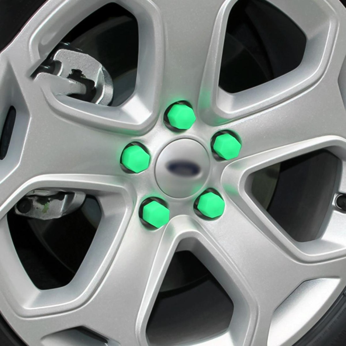 20 PCS Silicone Luminous Car Hubcap(Green)