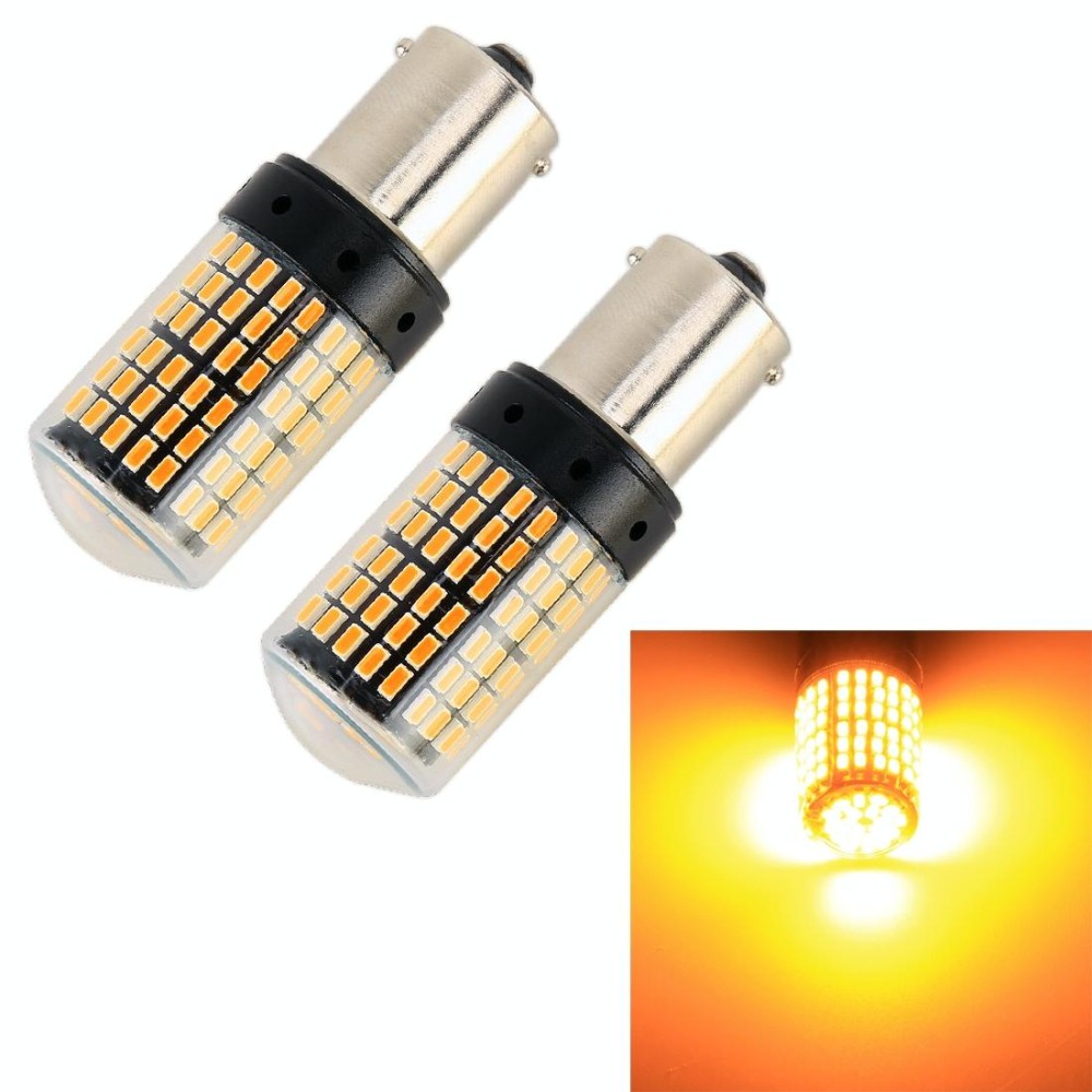 2 PCS 1156 / BA15S DC12V / 18W / 1080LM Car Auto Turn Lights with SMD-3014 Lamps (Yellow Light)