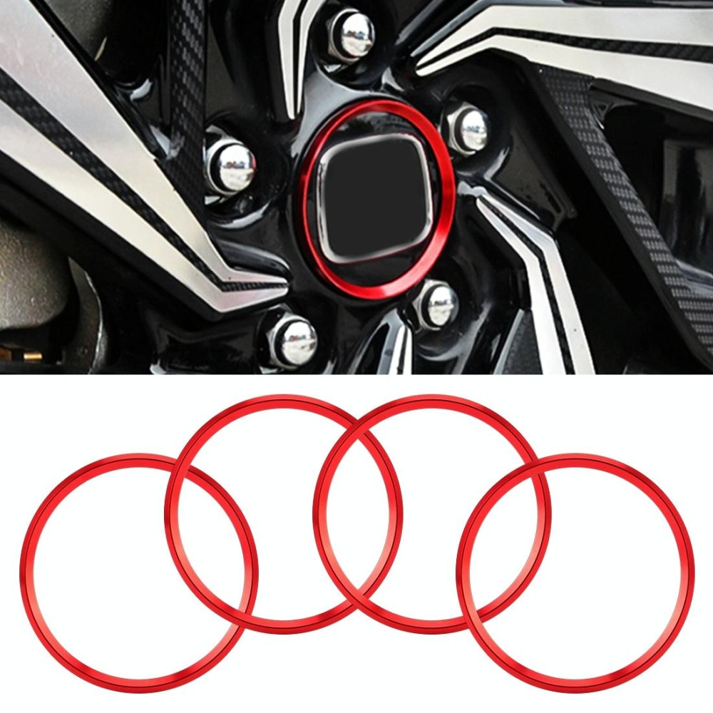 4 PCS Car Metal Wheel Hub Decoration Ring for BMW 5 Series 2018 (Red)