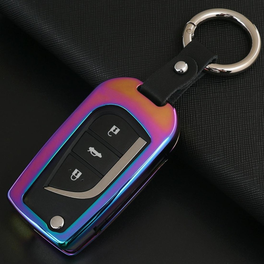 A Style Car Buckle Key Shell Zinc Alloy Car Chain Shell Car Key Shell Case Key Ring for Toyota, Random Color Delivery