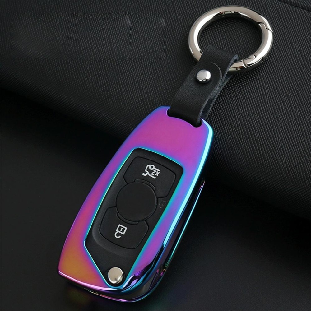 C Style Car Auto Buckle Key Shell Colorful Ring Zinc Alloy Car Chain Shell Car Key Shell Case for Buick, Random Color Delivery