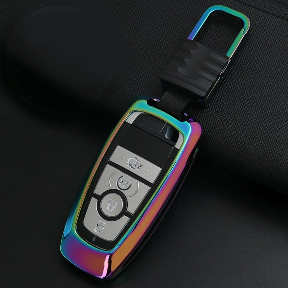 D Style Car Buckle Key Shell Zinc Alloy Car Key Shell Case Key Ring for Ford, Random Color Delivery