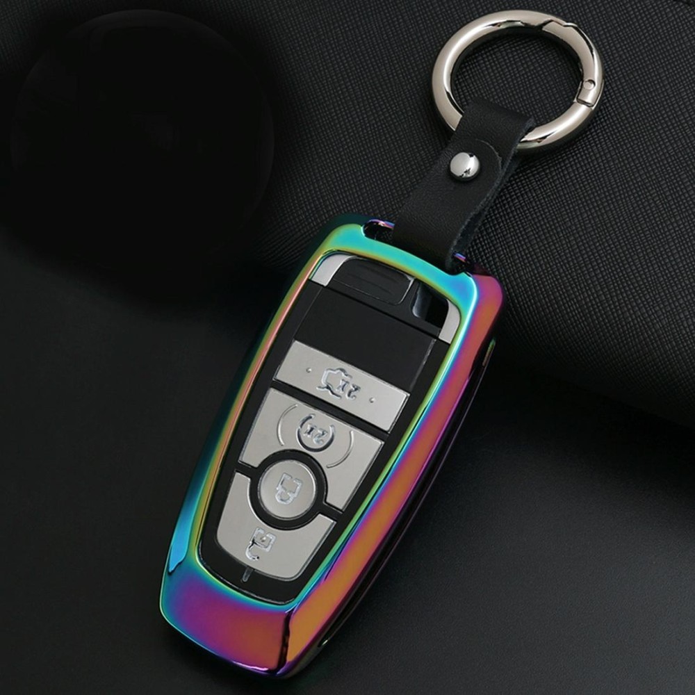 D Style Car Buckle Key Shell Zinc Alloy Car Key Shell Case Key Ring for Ford, Random Color Delivery