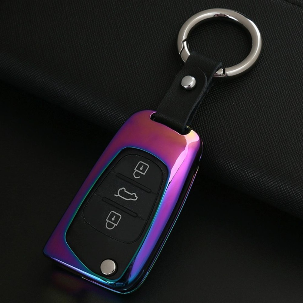 D Style Car Buckle Key Shell Zinc Alloy Car Key Shell Case Key Ring for Kia, Random Color Delivery