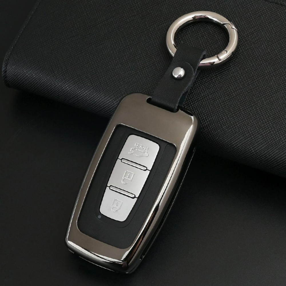 C Style Car Buckle Key Shell Zinc Alloy Car Key Shell Case Key Ring for Hyundai, Random Color Delivery