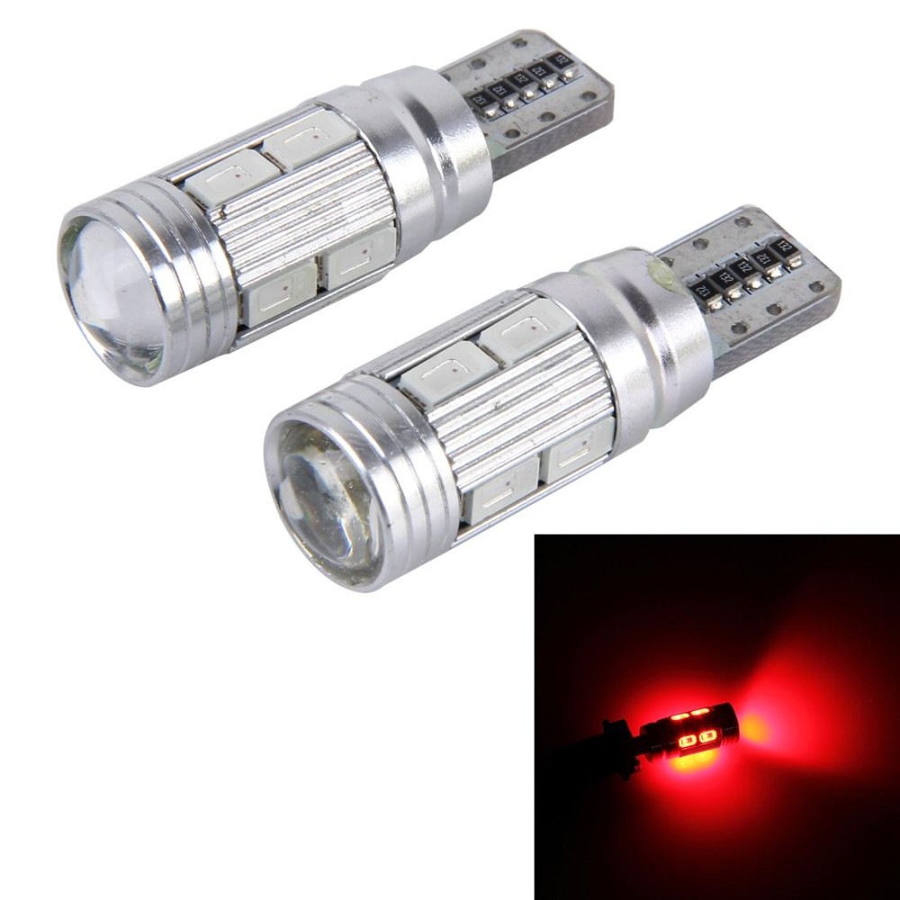 2 PCS T10 6W 10 SMD 5630 LED Error-Free Canbus Car Clearance Lights Lamp, DC 12V(Red Light)