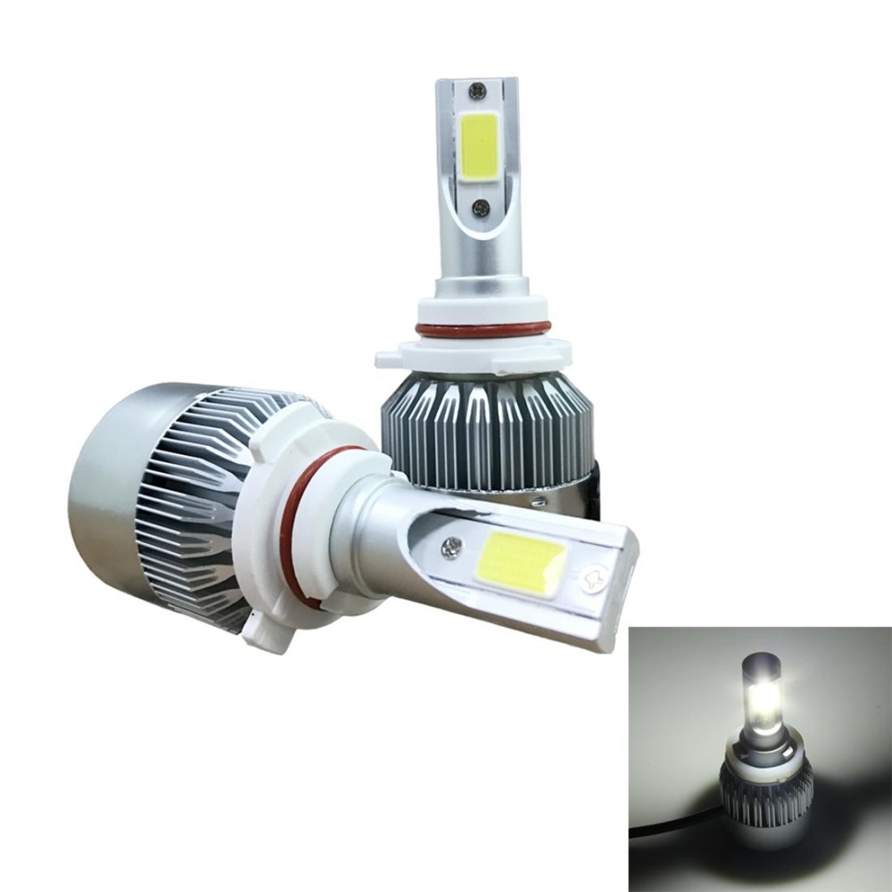2 PCS C9 9006 18W 1800LM 6000K Waterproof IP68 Car Auto LED Headlight with 2 COB LED Lamps, DC 9-36V(White Light)