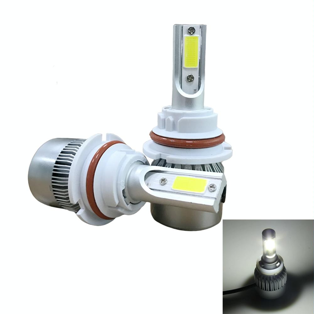 2pcs 9007 18W 1800LM 6000K Waterproof IP68 Car Auto LED Headlight with 2 COB LED Lamps, DC 9-36V(White Light)